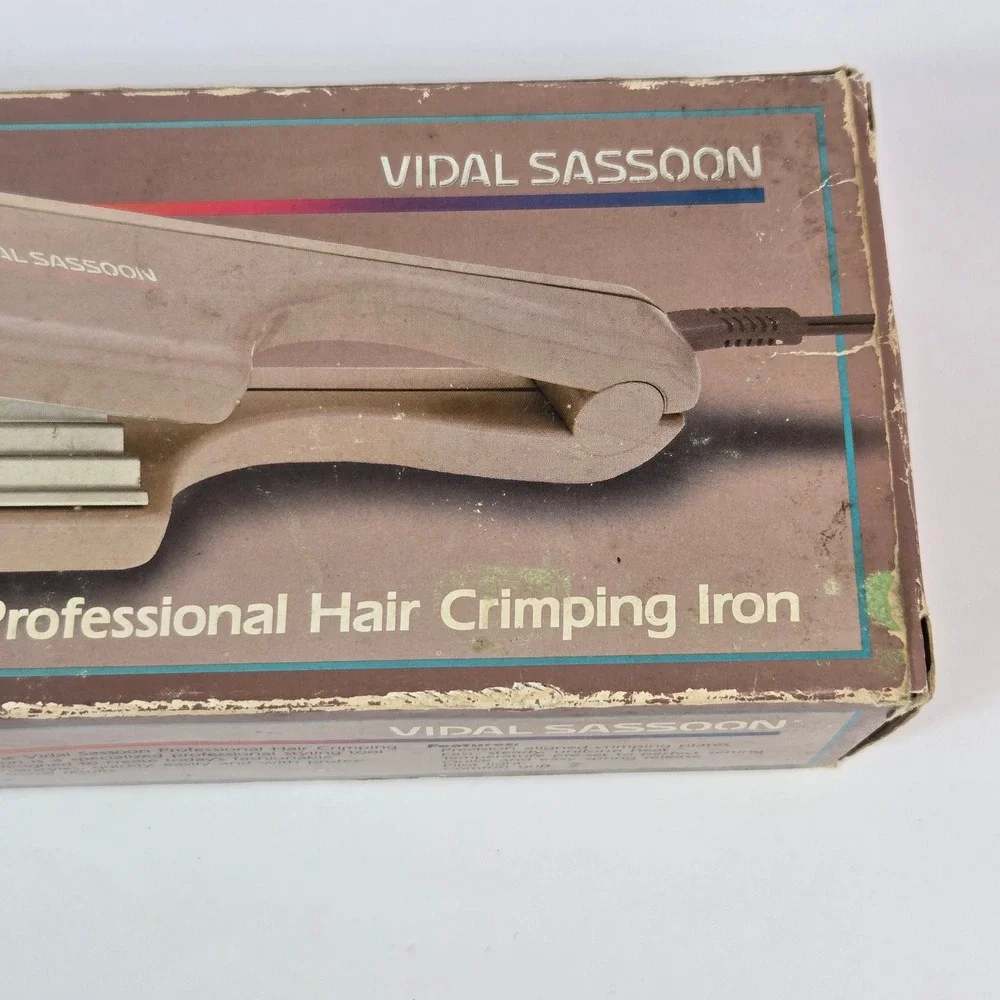 Vidal Sassoon Professional Hair Crimping Iron VS-142 Vintage 80s Taupe with Box